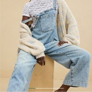 Aerie Blue Denim Overalls Relaxed Fit